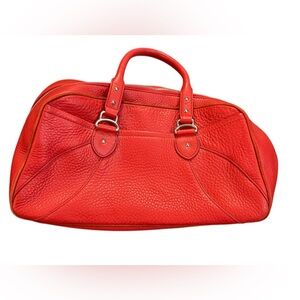 COLE HAAN VILLAGE SATCHEL HANDBAG PEBBLE LEATHER RED BAGSILVER HARDWARE